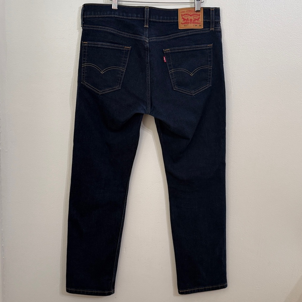 Levi's 511 Slim Fit Jeans Mens 34x30 Denim Dark Wash - Picture 2 of 13
